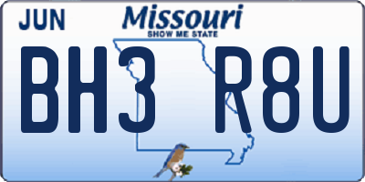 MO license plate BH3R8U
