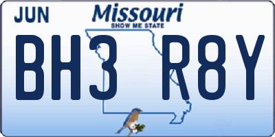 MO license plate BH3R8Y