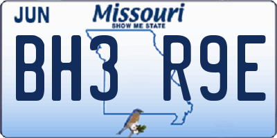 MO license plate BH3R9E