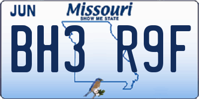 MO license plate BH3R9F