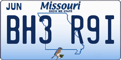 MO license plate BH3R9I