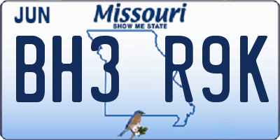 MO license plate BH3R9K
