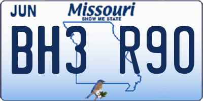 MO license plate BH3R9O
