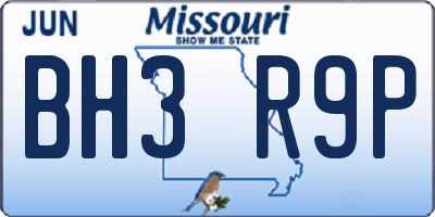 MO license plate BH3R9P