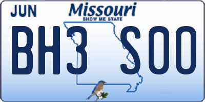 MO license plate BH3S0O