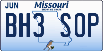 MO license plate BH3S0P