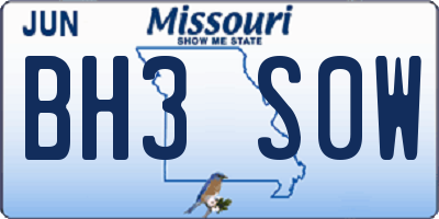 MO license plate BH3S0W