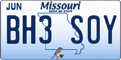 MO license plate BH3S0Y