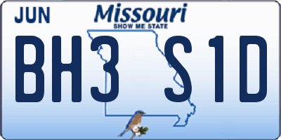 MO license plate BH3S1D
