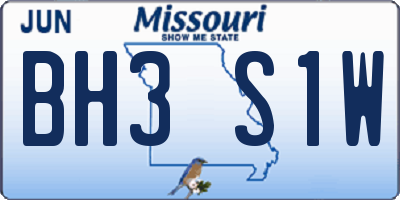 MO license plate BH3S1W