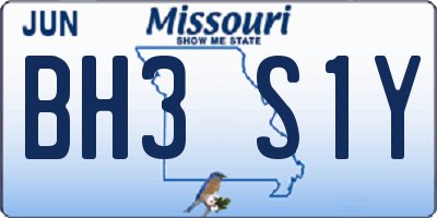 MO license plate BH3S1Y