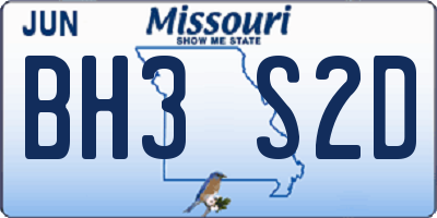 MO license plate BH3S2D