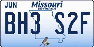 MO license plate BH3S2F