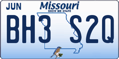 MO license plate BH3S2Q