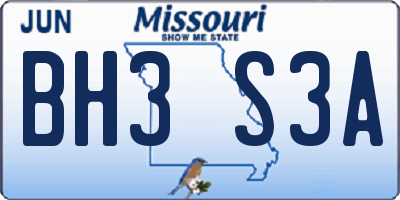 MO license plate BH3S3A