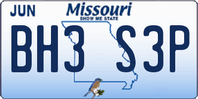 MO license plate BH3S3P