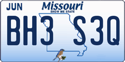 MO license plate BH3S3Q