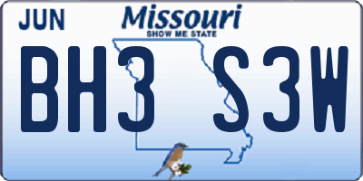 MO license plate BH3S3W
