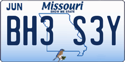 MO license plate BH3S3Y