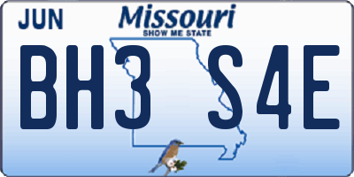 MO license plate BH3S4E