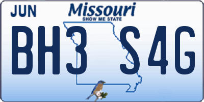 MO license plate BH3S4G
