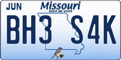 MO license plate BH3S4K