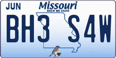 MO license plate BH3S4W