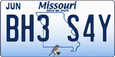 MO license plate BH3S4Y