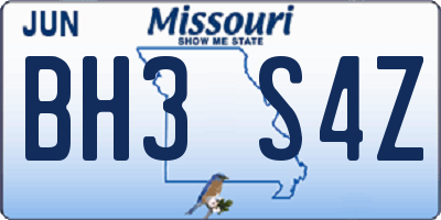 MO license plate BH3S4Z