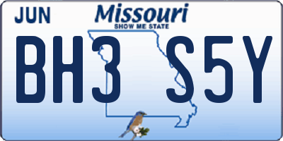 MO license plate BH3S5Y