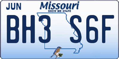 MO license plate BH3S6F