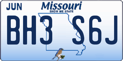 MO license plate BH3S6J