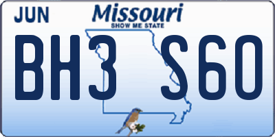 MO license plate BH3S6O