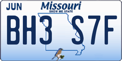 MO license plate BH3S7F