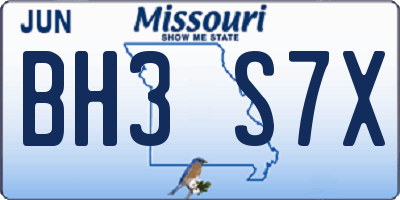 MO license plate BH3S7X