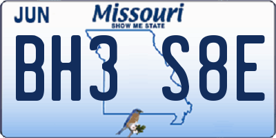 MO license plate BH3S8E