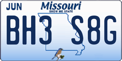 MO license plate BH3S8G