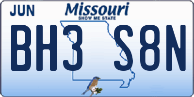 MO license plate BH3S8N