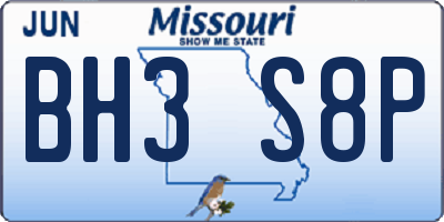 MO license plate BH3S8P