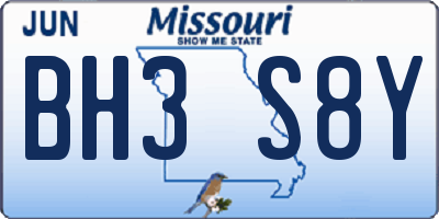 MO license plate BH3S8Y
