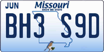 MO license plate BH3S9D