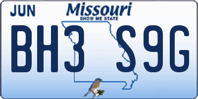 MO license plate BH3S9G