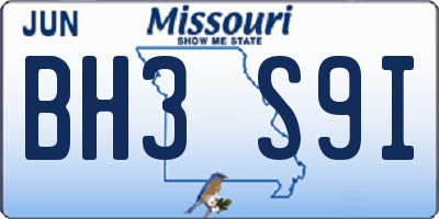 MO license plate BH3S9I