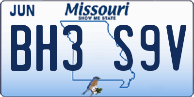 MO license plate BH3S9V
