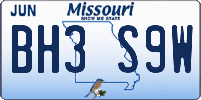 MO license plate BH3S9W