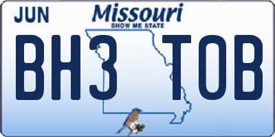 MO license plate BH3T0B