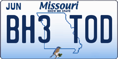 MO license plate BH3T0D