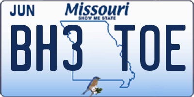 MO license plate BH3T0E