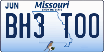 MO license plate BH3T0O