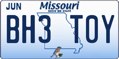 MO license plate BH3T0Y